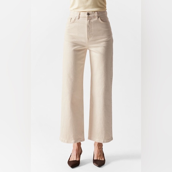 & Other Stories Wide Cropped Jeans, Light Beige - 25 - Picture 2 of 10